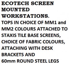 Ecotech Screen Mounted Workstationusing Brackets And Round Legs